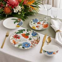 Service de table en céramique en gros pour 4 personnes, assiettes et bols en porcelaine fine, glaçure alimentaire, logo personnalisé, fabrication OEM directe d'usine