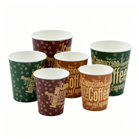 Gobelet en papier jetable personnalisable, motif feuille kraft, qualité alimentaire, simple paroi, feuille d'or, étanche, écologique, pour boissons chaudes