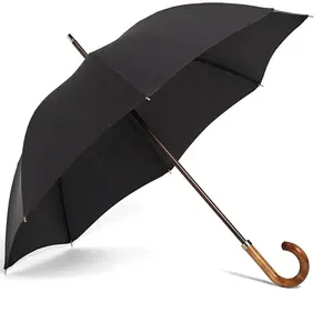 美丽时尚黑色Pongee面料枫木手柄男士直伞，regenschirm