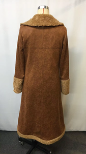 Women's Vintage Fleece-<b>Lined</b> Long <b>Coat</b> for Warmth in Fall and Winter Fashion - Product Image 3
