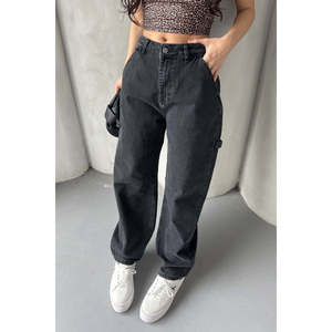 Pantalon de costume pour femme avec pochette, style baggy, jean confortable pour tous les jours - Product Image 6