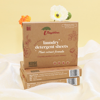 Fournitures de lessive Boîte de papier kraft à fragrance personnalisée Formule écologique Feuilles de détergent à lessive Papier 30 feuilles en stock