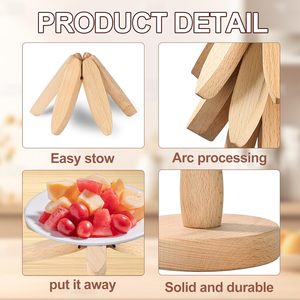 Sous-plats pliables résistants à la chaleur, dessous de plat en bois pour table de cuisine, pour plats chauds, avec 4 tapis de plaque chauffante en bois de hêtre, ensemble de dessous de plat en forme d'arbre - Product Image 5