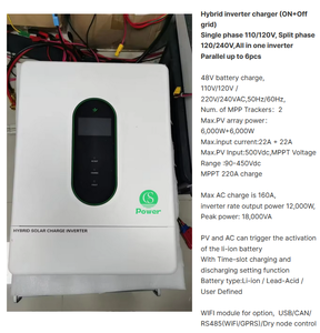 Nhà Máy Giá 120V 240V chia giai đoạn 12KW MPPT lai biến tần trên Off lưới song song lên đến 6 đơn vị năng lượng lưu trữ năng lượng mặt trời biến tần - Product Image 4