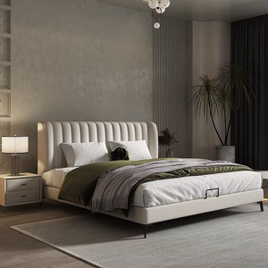 <span class=keywords><strong>Lit</strong></span> rembourré <span class=keywords><strong>de</strong></span> luxe Queen Size Mobilier <span class=keywords><strong>de</strong></span> chambre à coucher moderne en <span class=keywords><strong>tissu</strong></span> avec tête <span class=keywords><strong>de</strong></span> <span class=keywords><strong>lit</strong></span> matelassée et cadre robuste - Product Image 2