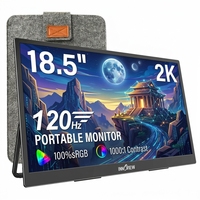 Moniteur portable 18,5 pouces 120 Hz 2K 1440P Écran IPS 100 % sRGB Affichage externe pour ordinateur portable FreeSync avec support
