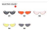 Nouvelles Lunettes de Soleil de Luxe pour Femmes, Monture Demi-Cerclée en Strass Effet Œil de Chat, Verres Diamantés
