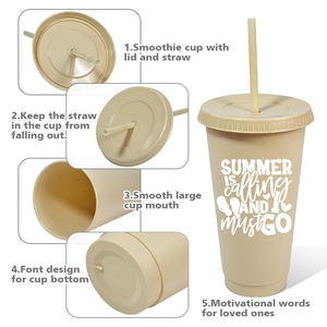Vasos <span class=keywords><strong>de</strong></span> plástico reutilizables <span class=keywords><strong>de</strong></span> 24oz con tapas y pajitas, vasos coloridos para fiestas, cumpleaños, taza <span class=keywords><strong>de</strong></span> viaje - Product Image 4