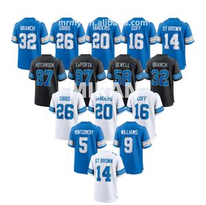 Groothandel 2025 Topkwaliteit Goedkope Gestikte American Football Shirts Op Maat # 97HUTCHINSON # 14 ST.BROWN Hot Selling - Product Image 2