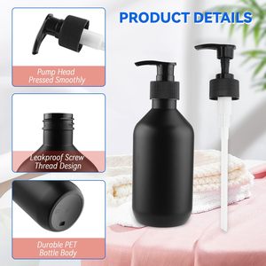 Custom Logo Matte Black PET <b>Plastic</b> Bottle 300ml 500ml Pump Container for Shampoo Conditioner Body Wash Skincare <b>Packaging</b> - Product Image 3