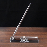 Ensemble de stylos en cristal gravés au laser avec logo personnalisé, support à stylos pour accessoires de bureau, cadeau d'affaires, souvenir