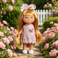 Boneka Kentang 24CM 3 Model Gaun Tweed Plaid Kawaii Pipi Merah Muda Boneka Vinyl Dengan Kotak Hadiah Dekorasi Rumah Hadiah untuk Anak Perempuan
