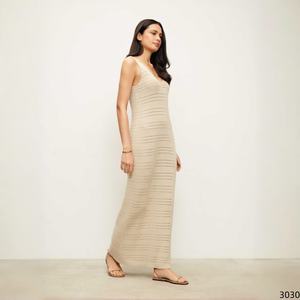 <span class=keywords><strong>Robe</strong></span> longue maxi en crochet à col en V et <span class=keywords><strong>dos</strong></span> nu, coupe ajustée sirène, sexy, pour soirée, haute qualité pour femme - Product Image 3