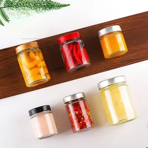 Food Grade Empty Transparent Octagon Square Glass 100ml-1000ml Empty Honey Jar Food Pickle Jam Glass Jar