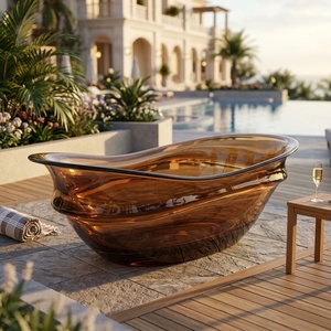 <span class=keywords><strong>Baignoire</strong></span> autoportante de luxe en résine transparente ambrée, forme ondulée, finition cristalline, pour villa, salle de bain design - Product Image 4