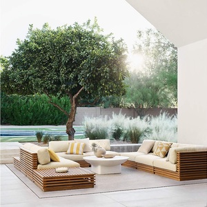 Mobilier d'<span class=keywords><strong>extérieur</strong></span> pour hôtel Ensemble de canapés sectionnels en teck Modules personnalisés Ensemble de canapés d'<span class=keywords><strong>extérieur</strong></span> pour hôtel en forme de L - Product Image 1