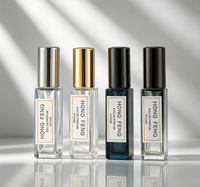 Flacon carré en verre transparent de 10 ml avec pulvérisateur à pompe en métal doré, argenté ou noir, format voyage portable, VENTE EN GROS, Bouteille personnalisable avec logo