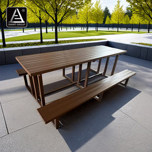 Smart Sports Outdoor Waterproof Aluminum Picnic Table Park <b>Garden</b> Camping Dining Table Aluminum Picnic Table With <b>Benches</b> AL-03 - Product Image 4