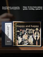 Lingfengartgallery Set Hadiah Batang Tinta Minyak/Minyak Kayu Pinus Huizhou Buatan Tangan, Blok Tinta Padat Tradisional Cina 9.5x2.3cm