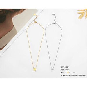 Collana in Acciaio Inossidabile con Ciondolo a Lettera C Singola da 1 cm, Gioielli di Moda per Donne - Product Image 3