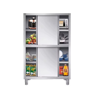 Armoire de rangement en acier inoxydable de qualité alimentaire 304 avec étagères réglables pour cuisine commerciale, armoire à quatre portes