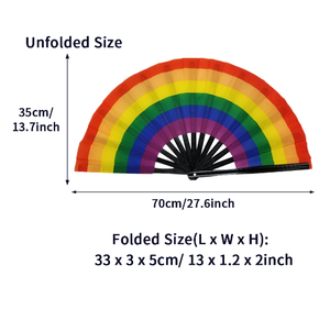 Rainbow Style Bamboo Folding Hand Rave <b>Fan</b> for Women/Men Chinese Japanese-Bamboo Art Craft - Product Image 3