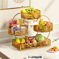 Mesa de Centro de Luxo e Alto Padrão para Sala de Estar com Prateleira de Armazenamento, Fruteira de Várias Camadas e Cesto Doméstico para Armazenamento Seco