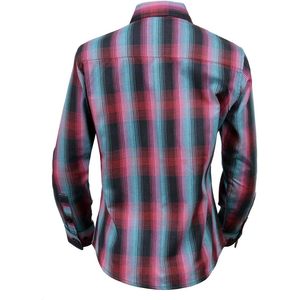 2025 chemise en flanelle de coton à manches longues en cuir pour femmes noir et rose avec bleu 3X-Large-chemisiers et chemises pour femmes - Product Image 3