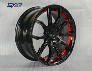 Roues de moulage en gros d'usine 15 pouces 8 trous jantes de voiture 4*100 4*114.3 face noire <span class=keywords><strong>bague</strong></span> intérieure rouge jantes en alliage d'aluminium - Product Image 3