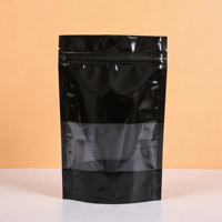 Nouveauté : Sachets en plastique refermables avec fenêtre transparente, noir brillant, 10,5 x 19 cm