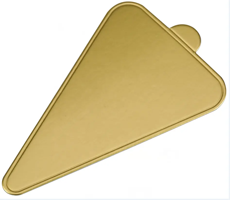 Papel de aluminio triangular plano con estampado personalizado, para Mousse, tartas y postres, 1Mm, dorado