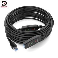 Câble répéteur actif USB 3.0 DFX en PVC, 30 m, noir, avec 3 amplificateurs de signal et port d'alimentation Micro USB pour appareil photo et VR