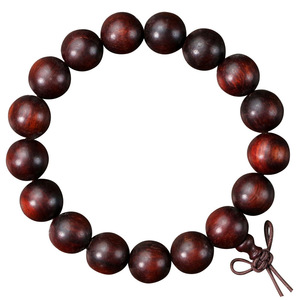 Ling Gusi Indian Rosewood <b>Bracelet</b> 12mm Single Loop Unisex Religious Ceremony Beads <b>Red</b> Wood Ball Shape - Product Image 5