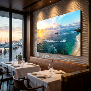 Arte en Lienzo de Atardecer Costero Moderno, Pintura Mural de Paisaje Marino Grande, Ondas del Océano, para Decoración de Hotel u Hogar, Sin Marco/Con Marco - Product Image 5