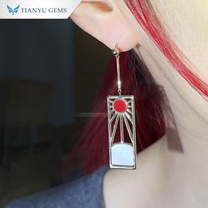Pendientes Colgantes de Oro 10K Personalizados TIANYU GEMS con Esmalte Redondo y Forma Especial de Ostra, Joyería Geométrica de Lujo para Mujer - Product Image 3
