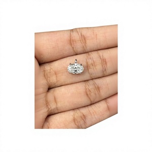Pendentif en or blanc massif 14 carats, diamant de laboratoire de taille ovale de 2,20 carats, pendentif de mariage, cadeau de Noël pour femmes - Product Image 1