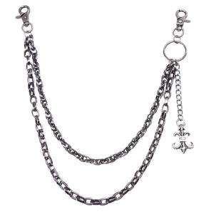 European And American Hip Hop Double Layer Metal Waist <b>Chain</b> Gunmetal <b>Cross</b> Pendant Punk Style Pants <b>Chain</b> For Men Women - Product Image 5