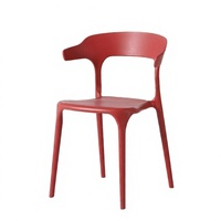 Silla de Bar Moderna de Plástico Rojo con Reposabrazos Fijos, Diseño Contemporáneo Ligero, Muebles para Restaurantes/Comercios