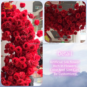 Elegante Fondo de Rosas Rojas Artificiales para Bodas, Arco en Forma de Corazón, Tamaño Personalizable para Eventos y Fiestas - Product Image 2