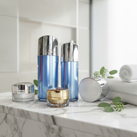 Ensemble d'emballages cosmétiques de haute qualité, forme ovale, 60 ml et 120 ml, bouteilles de lotion et pots de crème personnalisés en couleur