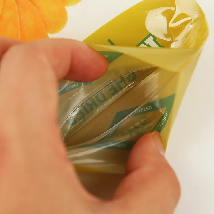 卸売カスタムロゴプラスチックスナックマンゴードライフルーツ包装スタンドアップポーチドライ食品包装バッグ