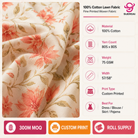 Tela de algodón 100% para vestidos de verano, tela ligera tejida de 80S con estampado digital personalizado, venta al por mayor OEM