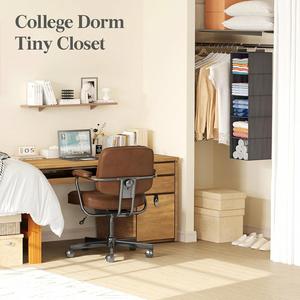 5-Tier Non-Woven Hanging Closet Organizer Foldable Storage <b>Shelf</b> with 2 Sturdy Metal <b>Hooks</b> for Wardrobe Bedroom Dorm - Product Image 4