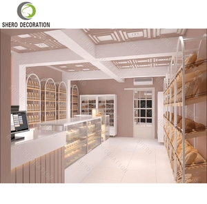 Diseño de panadería comercial, mostrador de exhibición de vidrio para panadería, vitrina de pared de madera para exhibir pan, muebles para panadería. - Product Image 4
