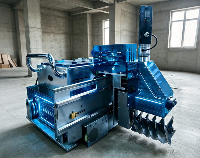 High-Precision Automatic Laser-Guided Mortar Cement Sand Leveling Robot for Floor Construction with Real-Time Elevation Sensors