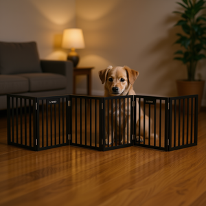 Cancelletto Pieghevole per Cani a 6 Pannelli, 118.1 Pollici, in Legno di Pioppo Nero, per Uso Interno - Product Image 2