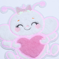 Patchs thermocollants en forme de cœur d'abeille, rose pastel, brodés, à paillettes, écologiques, de haute qualité, pour chapeau de la Saint-Valentin pour filles