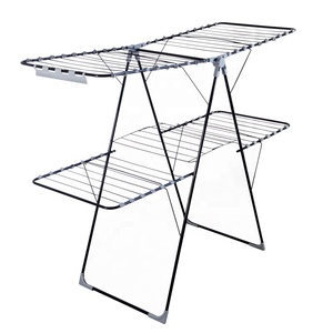 Foldable Wing clothes drying rack with storage cloth rack