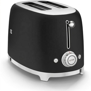 Grille-pain 2 tranches en plastique avec 6 préréglages, fonction de décongélation, bac à miettes amovible, style rétro, <span class=keywords><strong>noir</strong></span> mat - Product Image 5