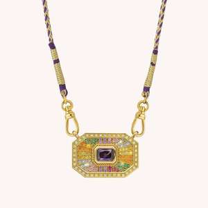 Moda <span class=keywords><strong>Tarot</strong></span> kartı Vintage ilham kare pembe emaye renkli zirkon kolye kolye - Product Image 6